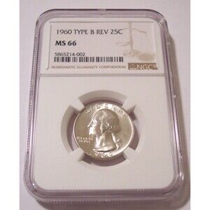 1960 Washington Quarter Type B Reverse Variety FS-901 MS66 NGC